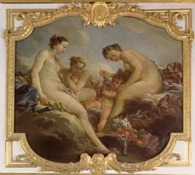 Die drei Grazien, dekoratives Paneel aus dem Schlafzimmer der Prinzessin von Rohan, ca. 1735-40